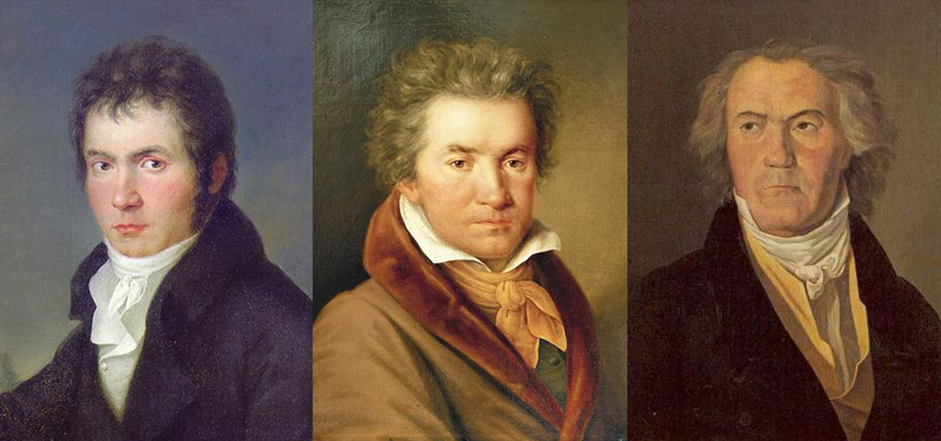 Photo of three Beethoven portraits