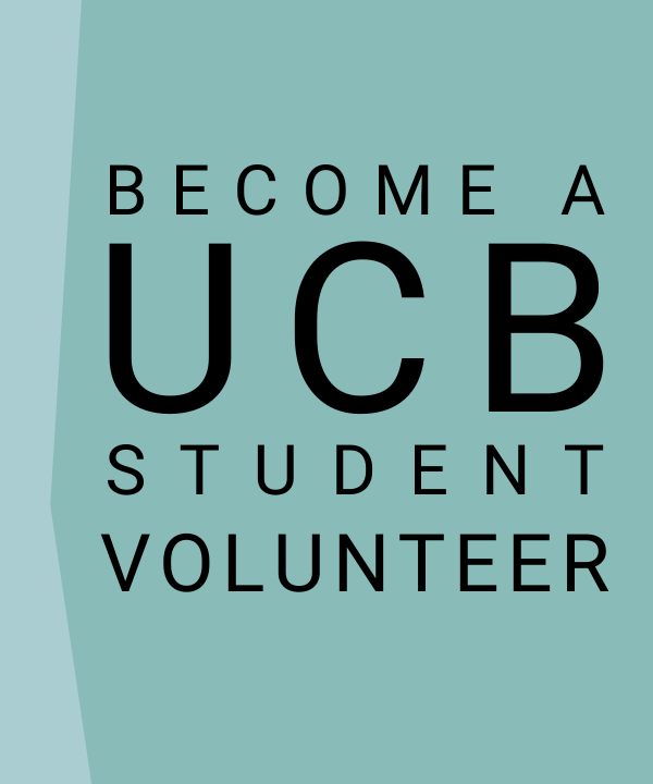 An image depicting the words: Become a UCB Student Volunteer