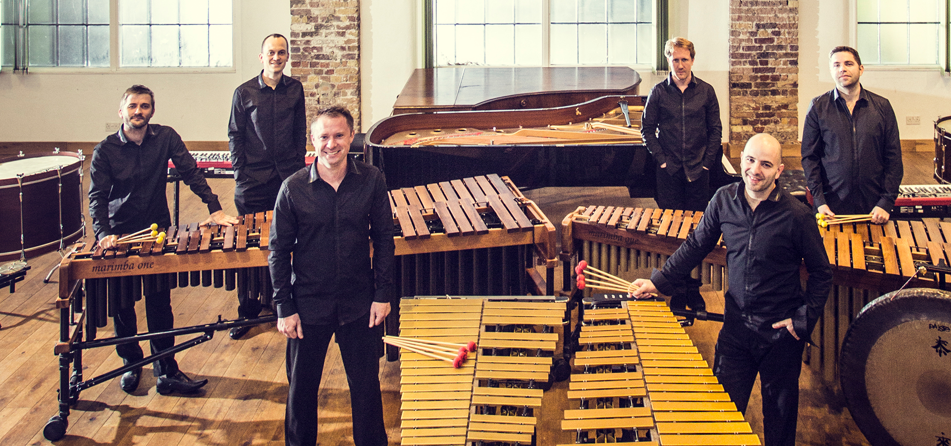 Colin Currie Group photographed with instruments