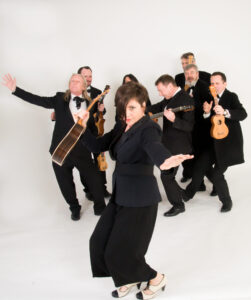Ukulele Orchestra of Great Britain posing for photograph