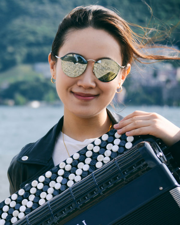 Hanzhi Wang with Accordion by the sea