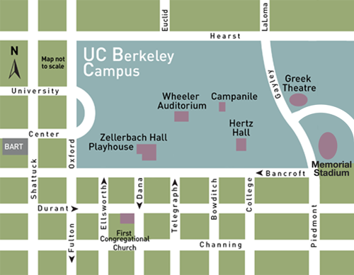 Map of Cal Performances venues on UCB Campus