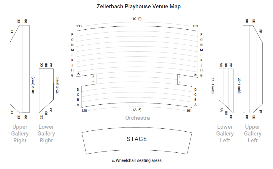 Zellerbach Playhouse Seat Map